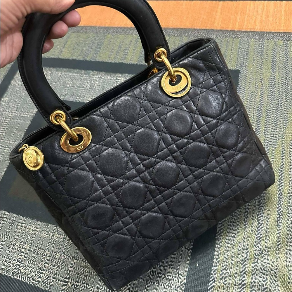 Dior Black Quilted Leather Satchel with Gold Hardware - Picture 5 of 15